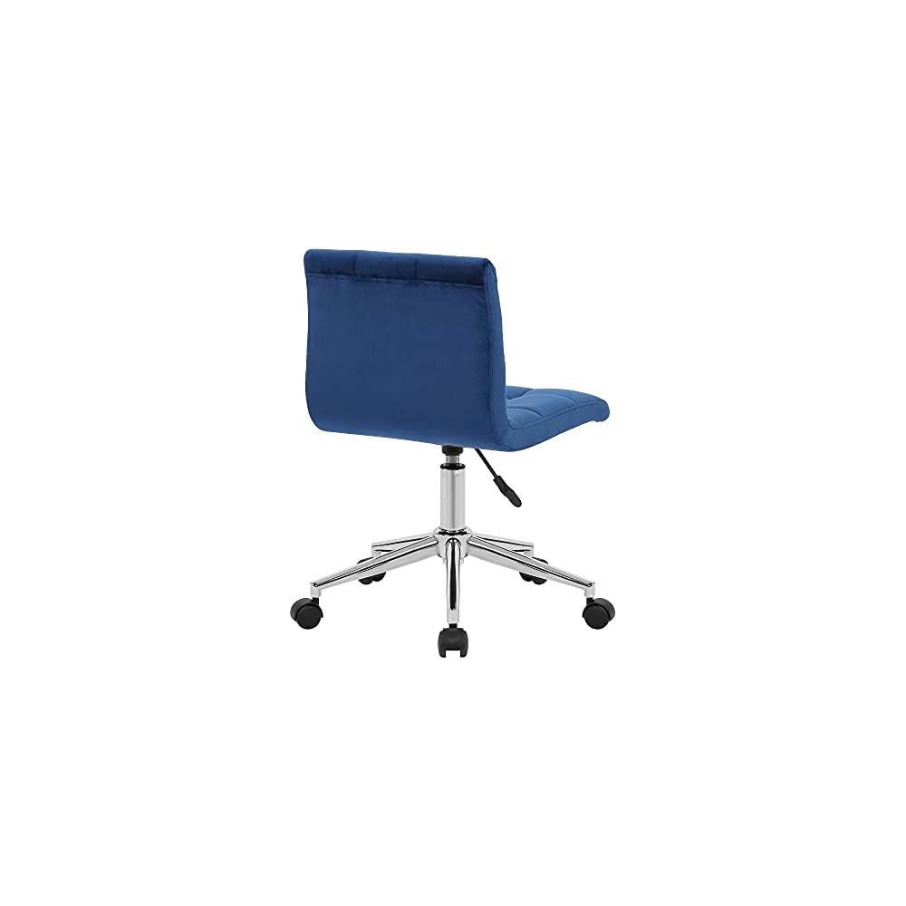 Glamour Home Amali Blue Velvet Adjustable Height Swivel Office Chair