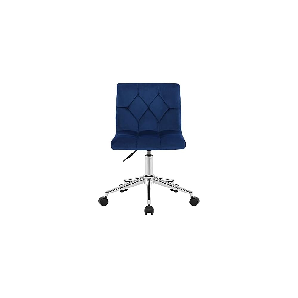 Glamour Home Amali Blue Velvet Adjustable Height Swivel Office Chair