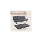 Hcore Convertible Futon Sofa Bed,Gray Fabric Memory Foam Loveseat,Small Euro Lounger Sofa for Compact Living Spaces,Apartment,Dorm,Studio,Guest Room,Home Office/Cushion,Grey Fabric