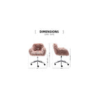 Makeup Vanity Chair Home Office Chair Fluffy Chair with Silver Chrome Castors Modern Faux Fur Arm Chair Accent Chair for Living Room Bedroom Makeup Dressing Vanity Pink