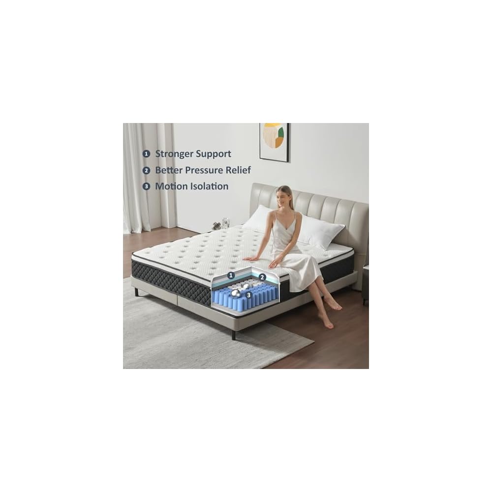 Full Size Mattress, 12 Inch Full Mattress in a Box, Pocket Spring