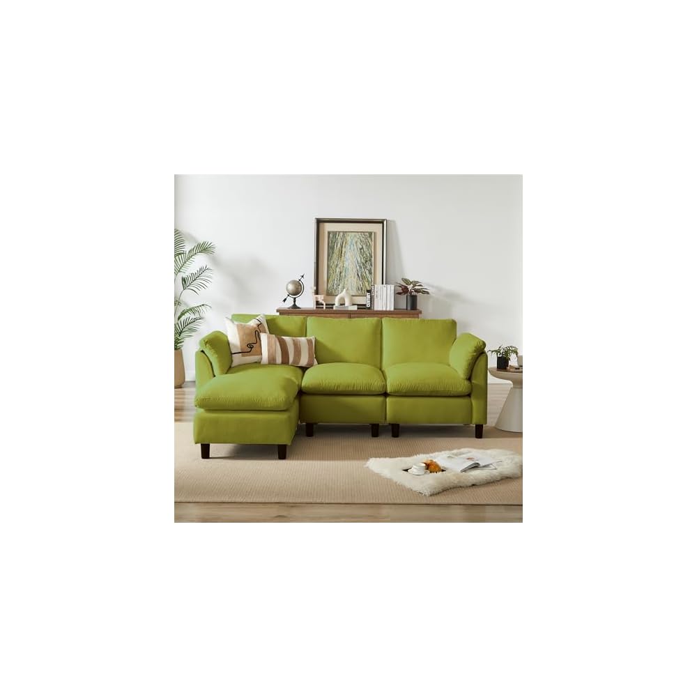 87 Inch Sectional Sofa Couch,L Shaped Couch with Chaise,Chenille Modular Sectional Sofa for Living Room.（Green）