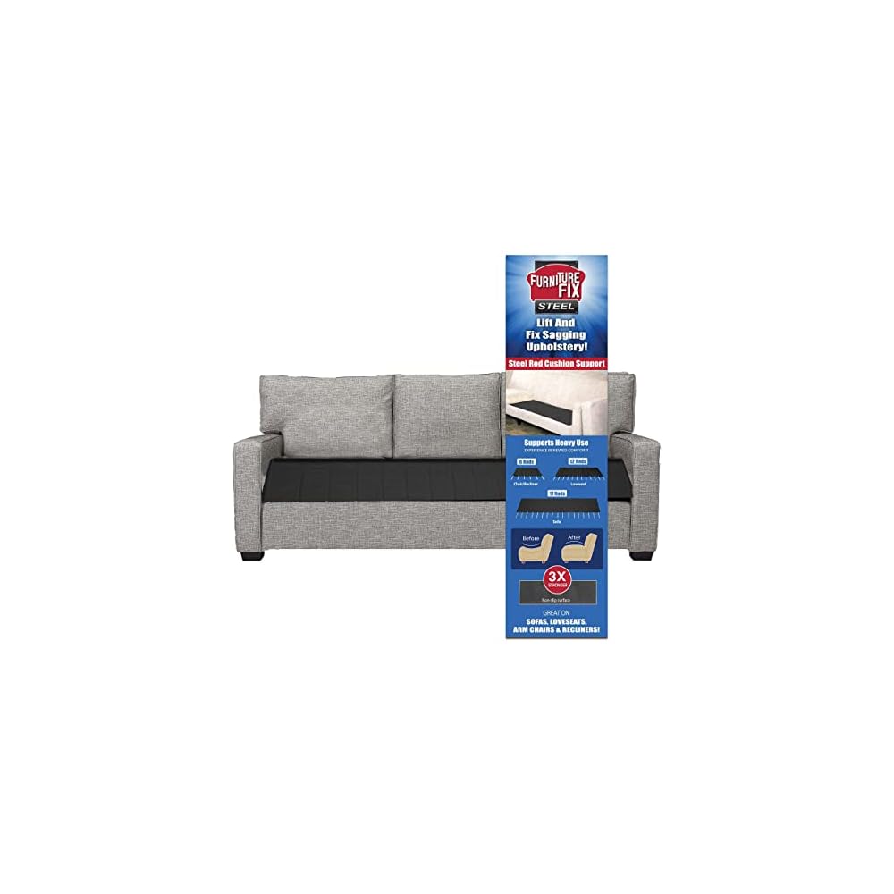 Furniture Fix Steel for Chair, Sofa, Loveseat, Mattress, or Couch-Cushion Support, Supercomfortable Nonslip Adjustable Seat Support, Extend Furniture Life, (66 x 17) Inches Deep (Black)