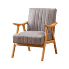 Upholstered Reading Chair Solid Wood Armchair Living Room Single Sofa Lounge Chairs Thick Cushion,Mid-Century Accent Chair with High Back for Waiting Room(/Grey)