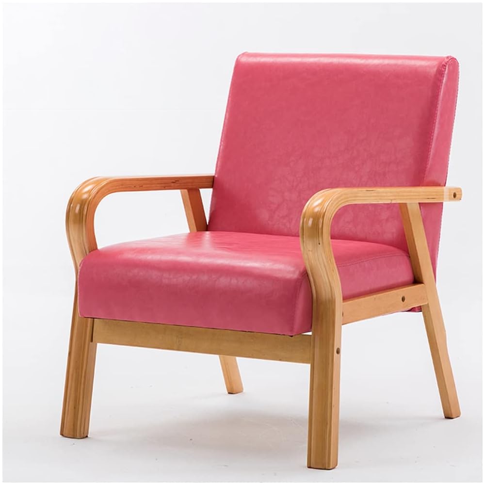 Mid Century Modern Leather Accent Chair - Comfy Upholstered Lounge Chair with Armrests for Living Room, Bedroom, Office & Dorm - Stylish Reading Chair with Backrest