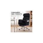 Wide Cross Legged Office Chair for Big and Tall with Footrest,Black