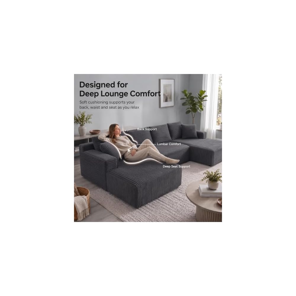 Boneless Couch Modular Sectional Sofa, Oversized U Shaped