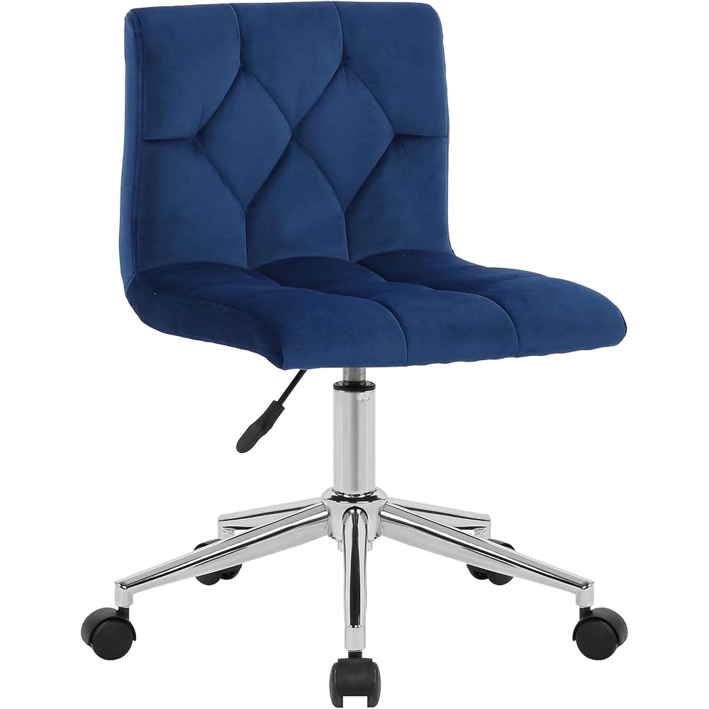 Glamour Home Amali Blue Velvet Adjustable Height Swivel Office Chair