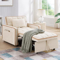 Convertible Sleeper Chair Bed, 3 in 1 Modern Velvet Pull Out Sofa Bed, Small Tufted Single Sleeper Chair with Adjustable Backrest/Pillow for Living Room, Small Spaces, Apartment, Office, Beige