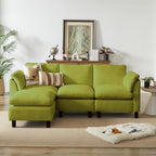 87 Inch Sectional Sofa Couch,L Shaped Couch with Chaise,Chenille Modular Sectional Sofa for Living Room.（Green）